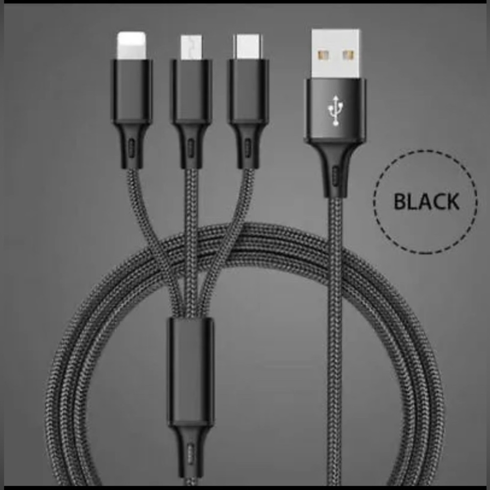 3 in 1 Fast USB Charging Cable Universal  Cell Phone Charger + wall plug 🔌